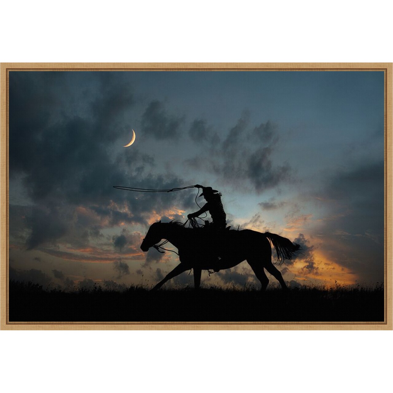 Cowboy By Day and Night II by PHBurchett Framed Canvas Wall Art
